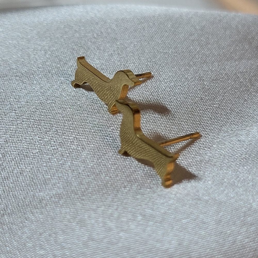 Dainty Doxie Golden Stud Earrings - Picture 5 of 6